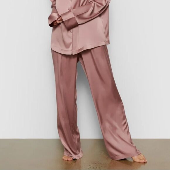 Skims Stretch Silk Pajama Sleep Pants - Rose - 4x - Picture 2 of 8